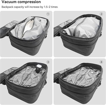 Fiordpack Vacuum Backpack Travel (External Pump, 60L), TSA Lock, Expandable Vacuum Seal Compression Travel Backpack for 17" Laptop, Airline Approved