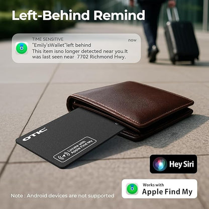 OTIC Wallet Tracker Card, Ultra-Thin 1.7MM Rechargeable Finder, Works with Apple Find My (iOS Only), Item Locator for Luggage Tags, Passports, Phone, IP67 Waterproof, (2-Pack)