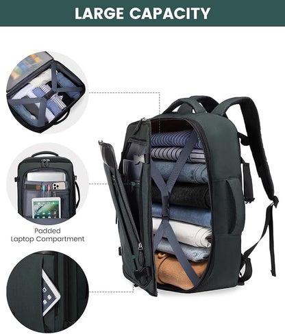 LOVEVOOK Carry on Backpack, 45L Large Travel Backpack for Women Men Airline Approved, Expandable Large Suitcase Backpacks With 4 Packing Cubes, Aer Travel Pack 3, Water Resistant Weekender Bag