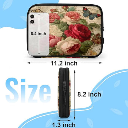 Cable Organizer Vintage Butterfly Roses Electronics Travel Organizer Case Tech Accessories Pouch Waterproof Cord Storage Bag for Power Bank Charger Phone Earphone