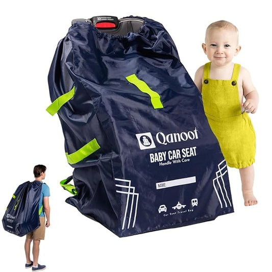 Infant Car Seat Travel Bag for Airplane - Durable Gate Check Bag for Car Seats that fits easily on Convertible Car Seats, Infant Carriers & Booster Seats (Backpack, Blue)