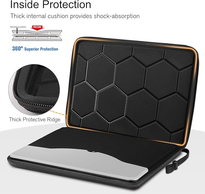 FINPAC 14-inch Hard Laptop Sleeve Case Compatible with Acer Chromebook Lenovo, HP, ASUS, Dell, Acer Laptop Notebook Ultrabook, Water-Resistant Shockproof Computer Bag, Black