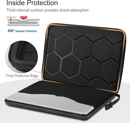 FINPAC 14-inch Hard Laptop Sleeve Case Compatible with Acer Chromebook Lenovo, HP, ASUS, Dell, Acer Laptop Notebook Ultrabook, Water-Resistant Shockproof Computer Bag, Black