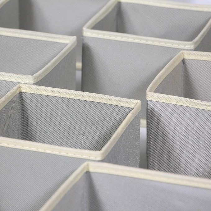 DIOMMELL Foldable Cloth Storage Box Closet Dresser Drawer Organizer Fabric Baskets Bins Containers Divider for Clothes Underwear Bras Socks Lingerie Clothing, Set of 12 Grey 066