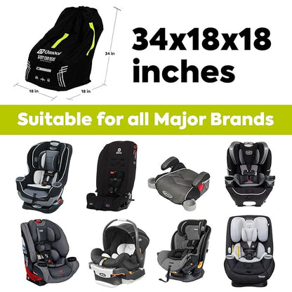 Infant Car Seat Travel Bag for Airplane - Durable Gate Check Bag for Car Seats that fits easily on Convertible Car Seats, Infant Carriers & Booster Seats (Hand Carry Bag, Black)