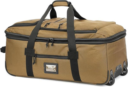 Extra Large Rolling Travel Duffle Bag with Wheels Shoes Compartment Wet Pocket 85-100L Big Expandable Duffel Bag for Men Women Heavy Duty Foldable Collapsible Luggage Camping, Brown