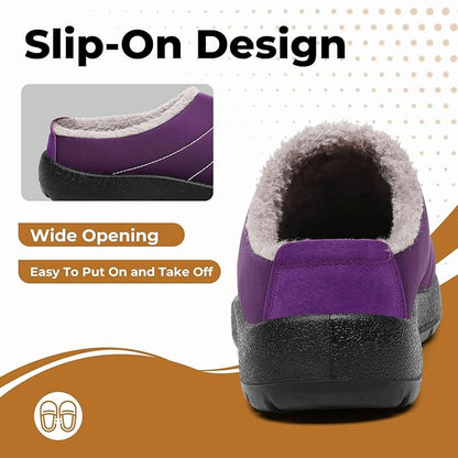 Mishansha Mens Womens House Slippers Warm Fur Lined Winter House Shoes Slip on Cozy Indoor Outdoor Slipper