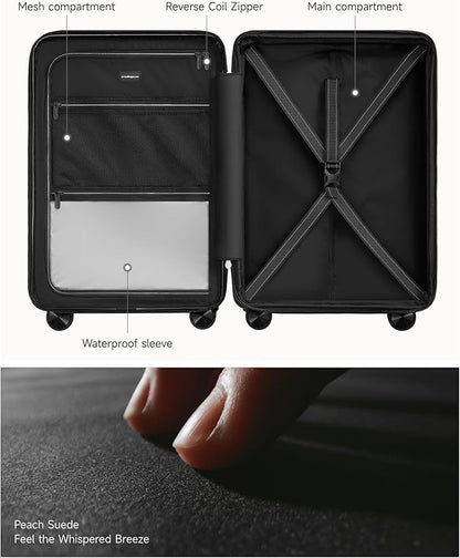 LUGGEX Carry On Luggage HUP3, Hardshell Suitcase with DiHook, Handy Pouch, 20 inch Expandable Suitcases Airline Approved TSA Lock, with Spinner Wheels (HX-Core)