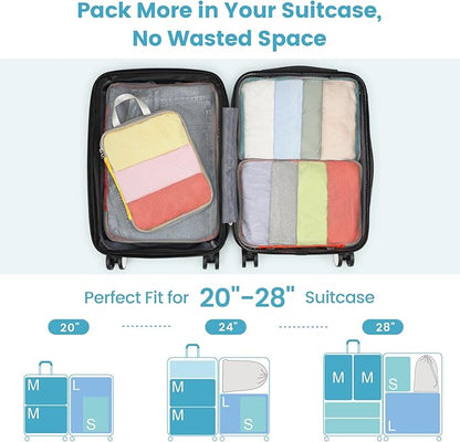Cambond Compression Packing Cubes for Travel Women - Expandable Travel Bags Luggage Organizers Travel Essentials Compression Cubes for Travel Carry on Suitcases Organizer