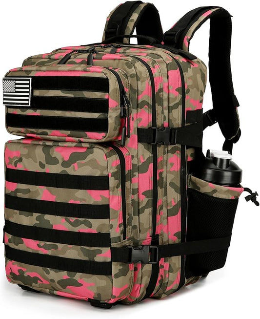 25L Tactical Backpack for Men and Women Military Backpack Small Assault Pack Molle Backpack Bug Out Bag Travel Rucksack Daypack (Pink Camo)
