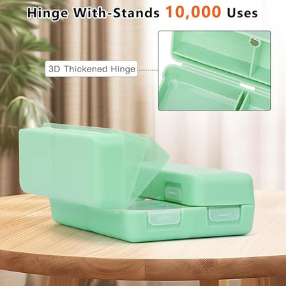 FYY Daily Pill Organizer, 7 Compartments Portable Pill Case Travel Pill Organizer,[Folding Design] Pill Box for Purse Pocket to Hold Vitamins,Cod Liver Oil,Supplements and Medication-Green