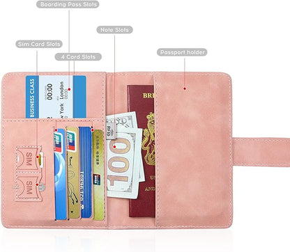 ILIYAH-Passport Cover-Passport Holder Travel Wallet-RFID Blocking Passport Case Travel Accessories Card Holder Wallet Unisex Travel Gifts(Pink)