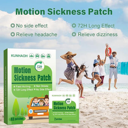 (2026 New) Motion Sickness Patches Non-Drowsy, 100% Natural Motion Sickness Patch(Efficient– Lasts 72 Hours)-for Car Airplane Ship Altitude Sickness(Travel Essentials)-for Adults and Kids(24 Count)