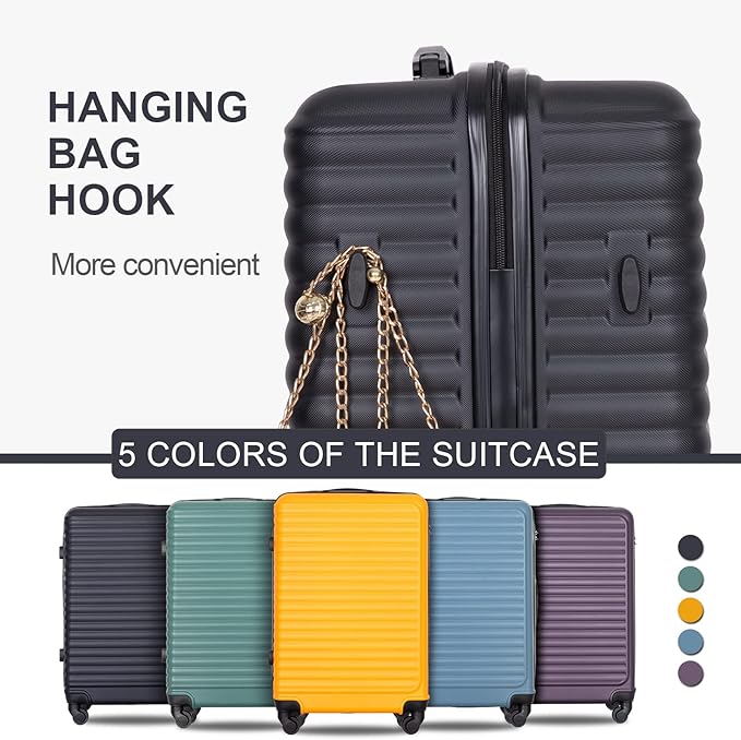 Travelhouse Luggage Sets, Expandable Hardside Suitcases 24in/28in, Carry on 20in,3 Piece Set Travel Luggages Clearance with Double Spinner Wheels TSA Lock Lightweight (Black-85)