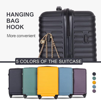 Travelhouse Luggage Sets, Expandable Hardside Suitcases 24in/28in, Carry on 20in,3 Piece Set Travel Luggages Clearance with Double Spinner Wheels TSA Lock Lightweight (Black-85)