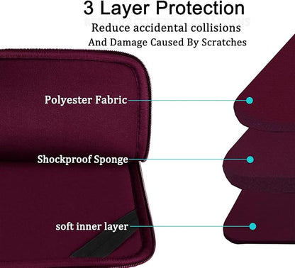 Laptop Sleeve Bag 15.6 inch, BOOEUDI Durable Shockproof Protective Computer Carrying Cover with Front Pocket, Briefcase Handbags Laptop Sleeve Bag for 15.6 inch HP, Dell, Acer, Asus, Notebook, WineRed