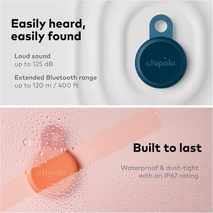 Chipolo LOOP - Rechargeable Bluetooth Tracker for Key and Pocket Location, Compatible with Apple or Google, Call Your Phone & Out of Range Alerts for Android (Navy)