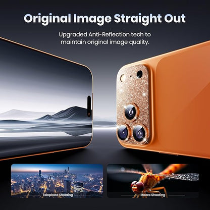 Hoerrye for iPhone 17 Pro Max Camera Lens Protector - [12FT Shatterproof Military Grade] [Strong Adsorption] Metal 9H+ Tempered Glass Camera Screen Full Cover Case Friendly,Cosmic Orange