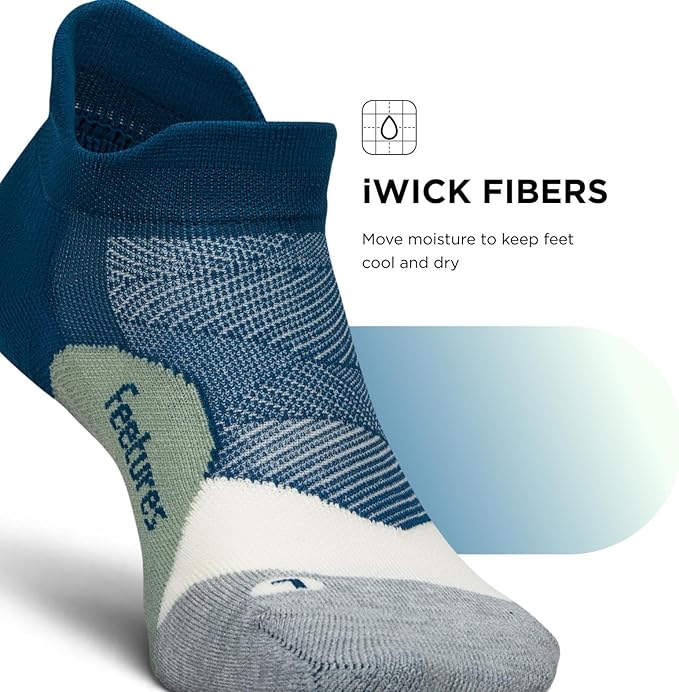 Feetures Elite Light Cushion No Show Tab Athletic Ankle Socks - Sport Sock with Targeted Compression