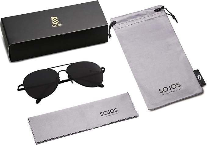 SOJOS Classic Aviator Sunglasses for Women Men Metal Frame Spring Hinges SJ1030