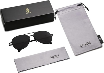 SOJOS Classic Aviator Sunglasses for Women Men Metal Frame Spring Hinges SJ1030