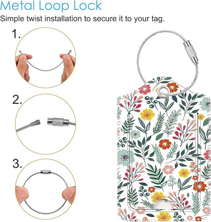 Fintie Luggage Tags, Privacy Cover ID Label with Stainless Steel Loop and Address Card for Travel Bag Suitcase, Spring (2 Piece)