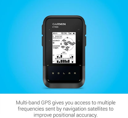 Garmin eTrex® Solar, GPS Handheld Navigator, Unlimited Battery Life, Water Resistant