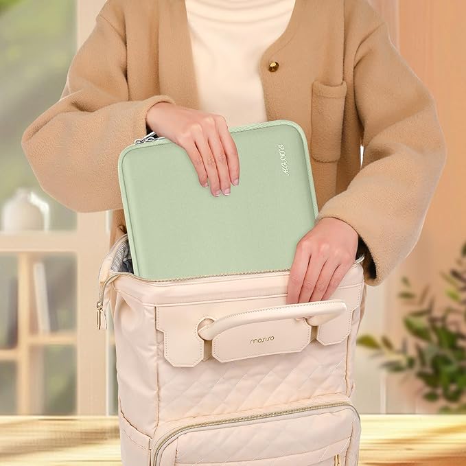 MOSISO Laptop Case 13.3 inch, 13-13.3 inch Laptop Sleeve Bag Compatible with MacBook Air/Pro 13/Pro 14 M5 M4 M3 M2 M1, HP Dell ASUS Lenovo, Neoprene Computer Sleeve Bag with Small Case, Sage Green