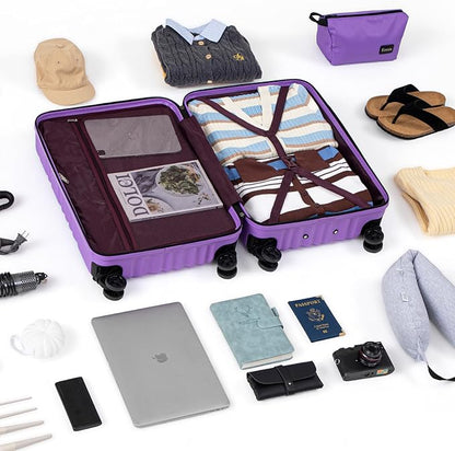 Luggage Sets Suitcase Sets 5 Piece Luggage Sets Suitcase with ABS Hard Shell Lightweight TSA Lock and Double Rotatable Detachable Wheels(Purple,20"/24"/28"/DB/TB)