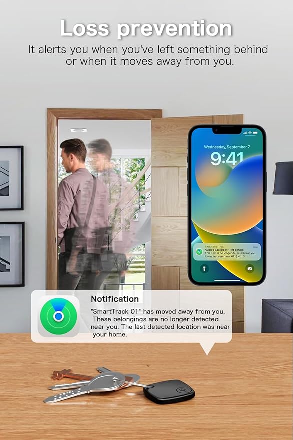 2 Pack Bluetooth Tracker Works with Apple Find My, Key Finder Locator with Sound, Anti-Lost Device for Wallet Keys iPhone, GPS Tracking Device for Kids Pets Luggage,