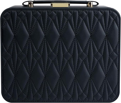 Travel Jewelry Box Jewelry Storage Case Jewelry Suitcase for Women and Men 2 Layer Jewelry Organizer Box with Removable Tray (Black)