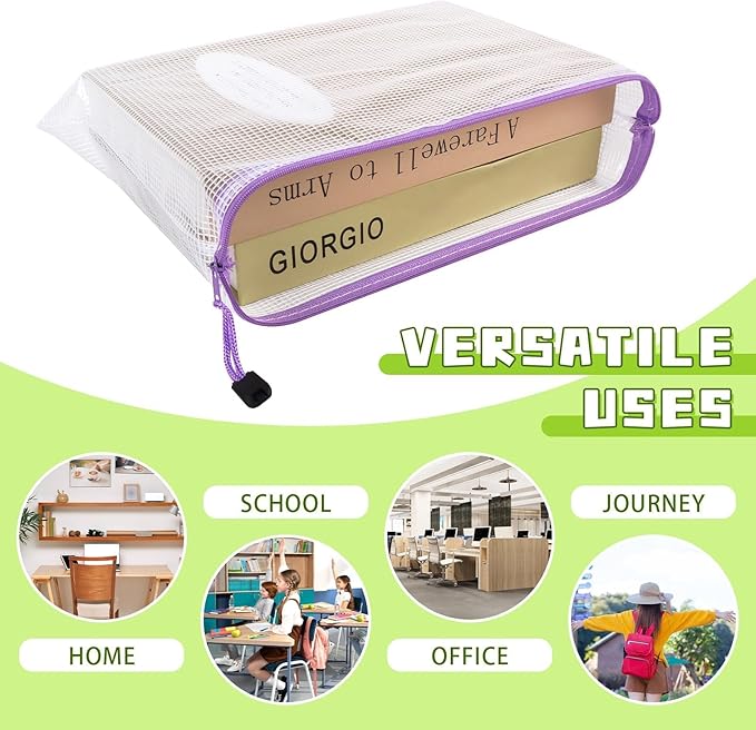 36pcs A4 Mesh Zipper Pouch Bags, Waterproof Document Zipper Bags for Organizing Storage for School, Office, Board Games, Travel & Craft Storage Letter Size