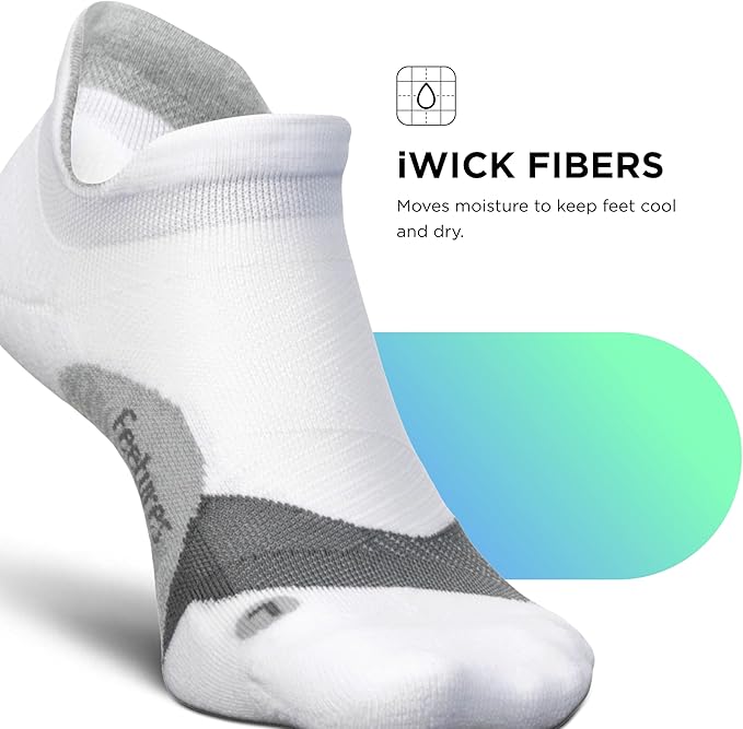 Feetures Elite Light Cushion No Show Tab Athletic Ankle Socks - Sport Sock with Targeted Compression