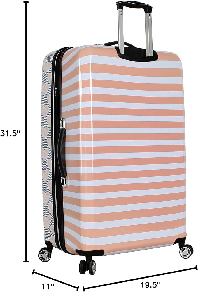 Betsey Johnson 30 Inch Checked Luggage Collection - Expandable Scratch Resistant (ABS + PC) Hardside Suitcase - Designer Lightweight Bag with 8-Rolling Spinner Wheels