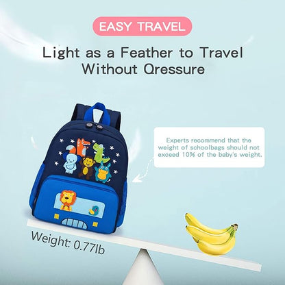 willikiva Cute Zoo Little 3d Backpack Kids Backpack for Boys and Girls Toddler Backpack Waterproof Preschool Safety Harness Leash (Blue Small Size,Age 1-2)
