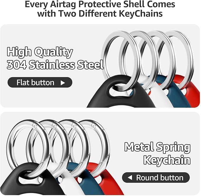 Holder for Air Tags-4 Pack for Apple for AirTag Holder for AirTag Keychain, Waterproof TPU Shell Protective Case with Keychain, for Air tag Accessories for GPS Item Finder Tracker, 4 Colors