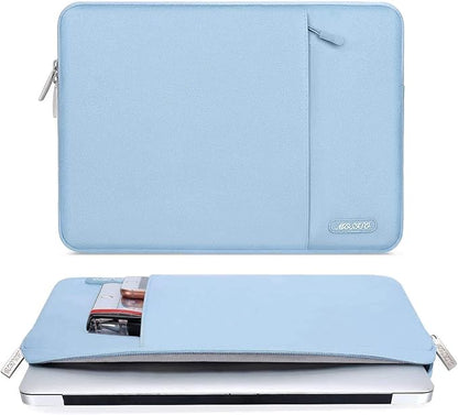MOSISO Laptop Case 16 inch, 15-15.6 inch Laptop Sleeve Compatible with MacBook Pro 16 M4 M3 M2 M1, HP Acer Dell Lenovo ASUS Notebook, Polyester Vertical Computer Sleeve Bag with Pocket, Air Blue