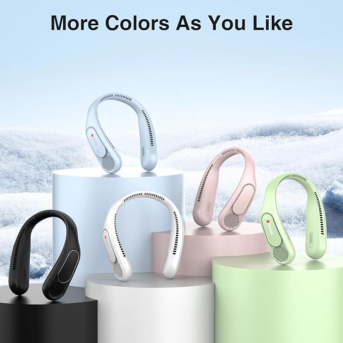 Hotsales Neck Fan, Hands Free Bladeless Neck Fans Portable Rechargeable, 6000 mAh Battery Operated Wearable Personal Fan, Cooling Neck Fan, 3 Speeds, USB Fan Gifts for Men, Women, Travel, Outdoor