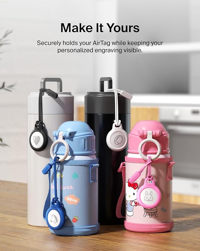 Belkin Apple Airtag Secure Holder With Strap - Apple Air Tag Keychain - Airtag Holder With Strap For Key Ring - Airtag Keychain Accessories - Scratch Resistant Airtag Case With Raised Edges - White