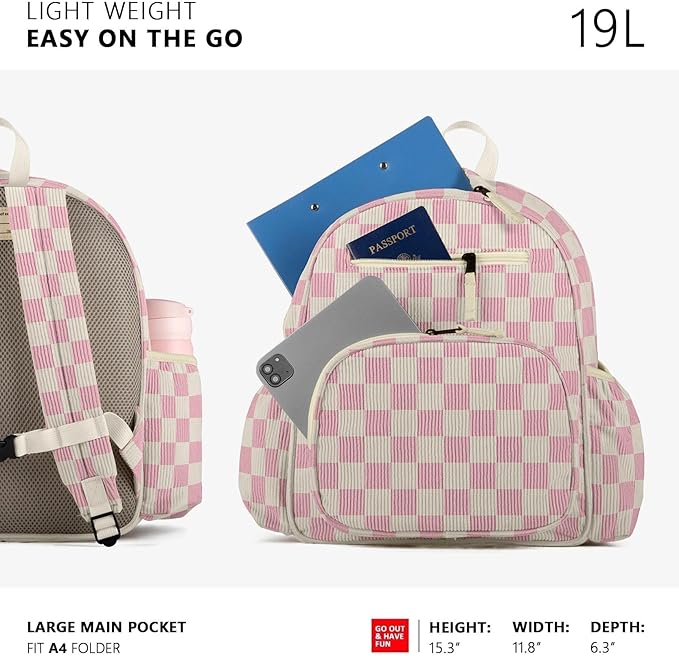 Corduroy Kids Backpack for Girls, Girls Backpack 5-9, Kindergarten Elementary School Bookbag for Girl 15.3" H Fit Folder