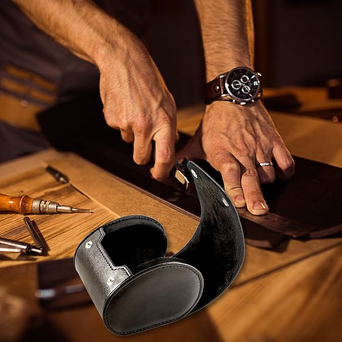 MR.OKAY Single Watch Travel Case- Classic Leather Watch Case With Perfect Texture.Portable Watch Roll Or Organizer For Storage And Display. Luxury Gifts For Men, All Handmade by Artisans.