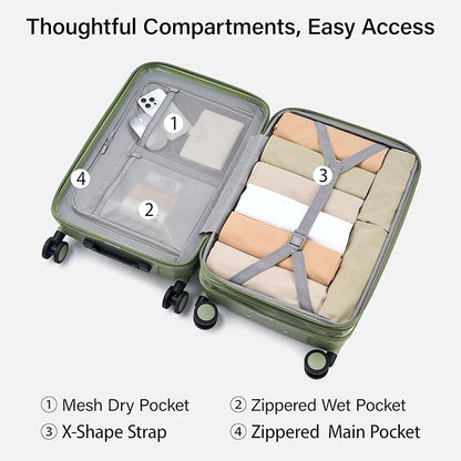 Hanke Expandable Luggage Sets 3 Piece with Spinner Wheels, 20/24/28" Hardside Carry On Luggage Large Suitcase, All-PC Hard Shell Luggage, TSA Lock, Lightweight Durable (Bamboo Green)