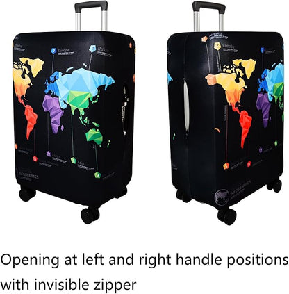 WUJIAONIAO Travel Luggage Cover Baggage Suitcase Cover Protector Skins 18-32 Inch (map, S (for 18-20 inch luggage))