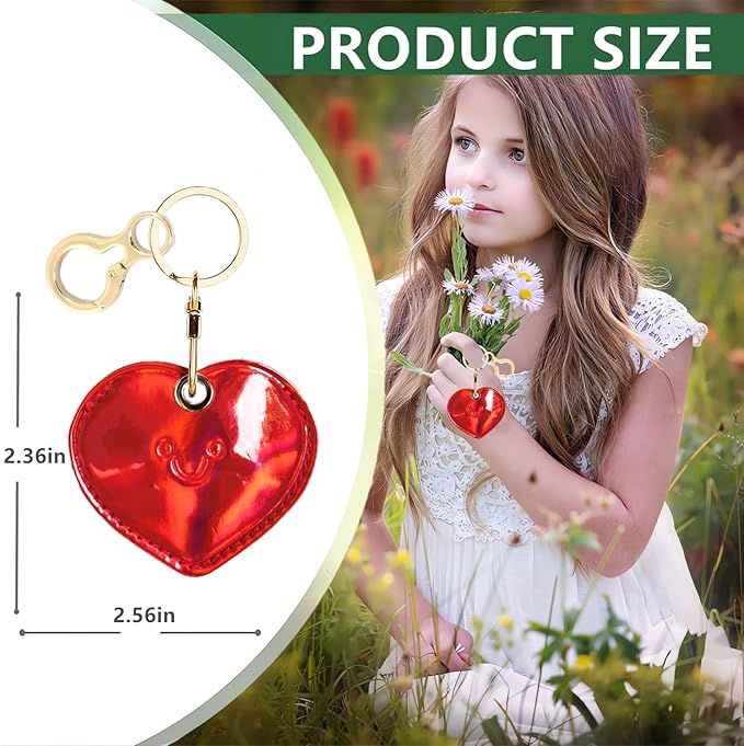 Leather Keychain Holder Case Compatible with AirTag,Cute Protective Shiny Charm Cover with Keyring,Anti-Scratch Finder GPS Tracker Case for Wallet Keys,Bag,Pets(Heart)