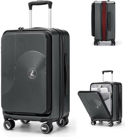 RAINSMORE Carry on Luggage Airline Approved, 20 Inch Expandable Hard Sided Carry on Suitcase with Spinner Wheels, Hard Shell Small Rolling Travel Luggages for Women Men with Tsa Lock, Grey