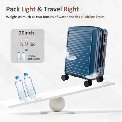 OUZZO Luggage Sets 3 Piece Expandable Suitcase Sets with Double Spinner Wheels Hardshell Lightweight PC Checked Luggage set TSA Lock for Family Trips, Business,Vacation