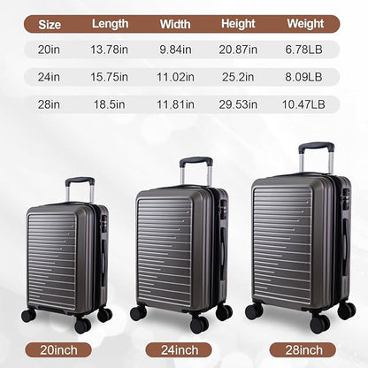 OUZZO Luggage Sets 3 Piece Expandable Suitcase Sets with Double Spinner Wheels Hardshell Lightweight PC Checked Luggage set TSA Lock for Family Trips, Business,Vacation