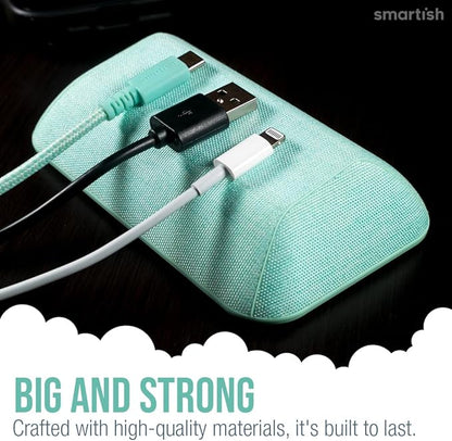 Smartish® Magnetic Cord Holder - Bigger Cable Wrangler Stocking Stuffer Organizer with Magnet Clips for Charger Management on Desktop, Nightstand - Holds 6+ Cables - Teal Me More
