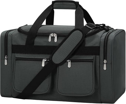 20 inch Gym Bag for Men, 40L Sports Duffle Bag with side pockets durable Weekend Overnight Bag for Travel, Workout, Fitness (Dark Grey)