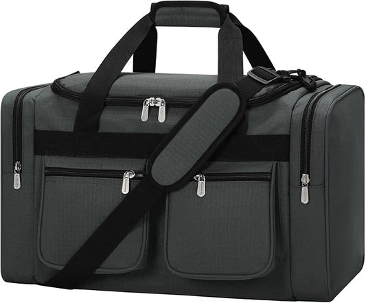 20 inch Gym Bag for Men, 40L Sports Duffle Bag with side pockets durable Weekend Overnight Bag for Travel, Workout, Fitness (Dark Grey)